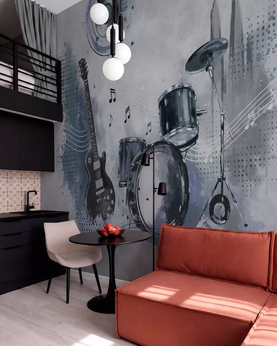 murales de pared Ritmo en una pared gris w05546