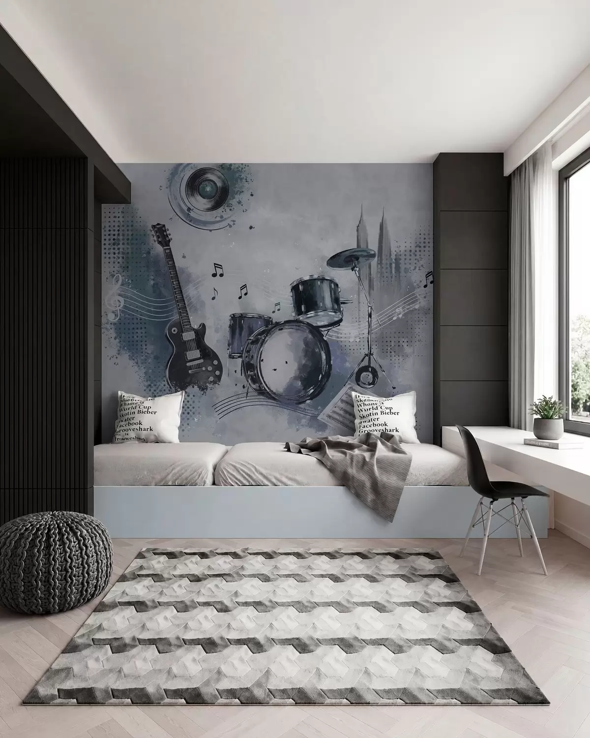 murales de pared Ritmo en una pared gris w05546