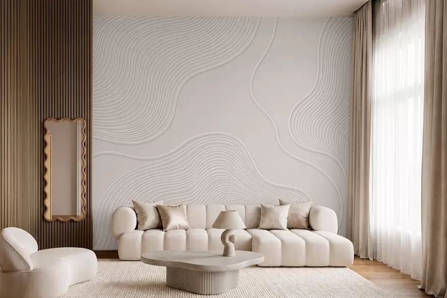 murales de pared Relieve abstracto con líneas onduladas y fluidas w05689