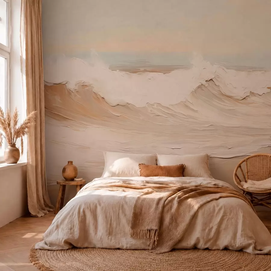 murales de pared Olas marinas abstractas en tonos pastel w05697