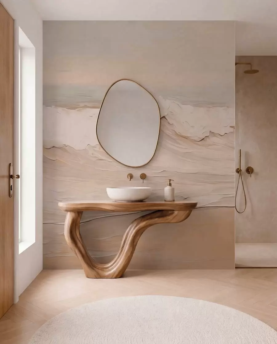 murales de pared Olas marinas abstractas en tonos pastel w05697