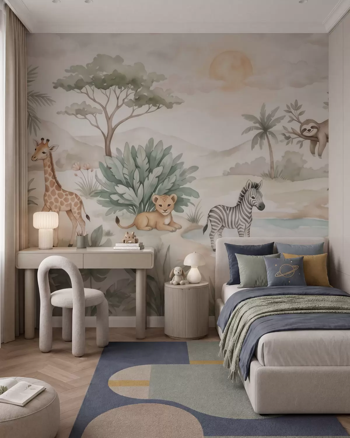 murales de pared Safari en acuarela w09888