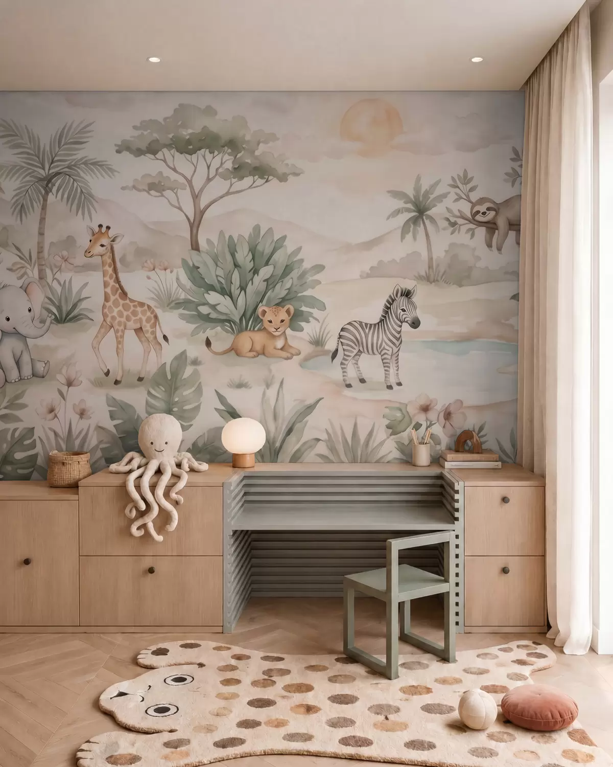 murales de pared Safari en acuarela w09888