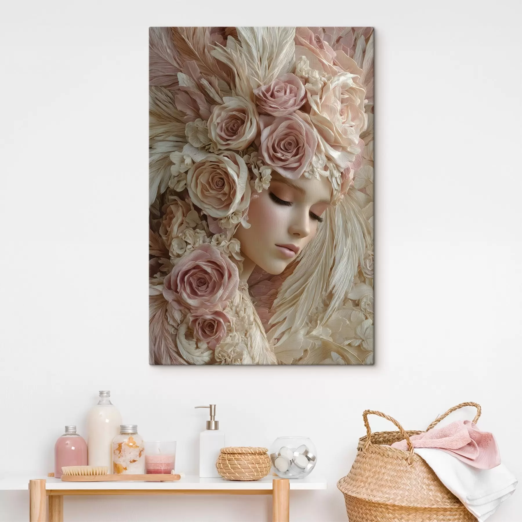 murales de pared una chica entre rosas s49566