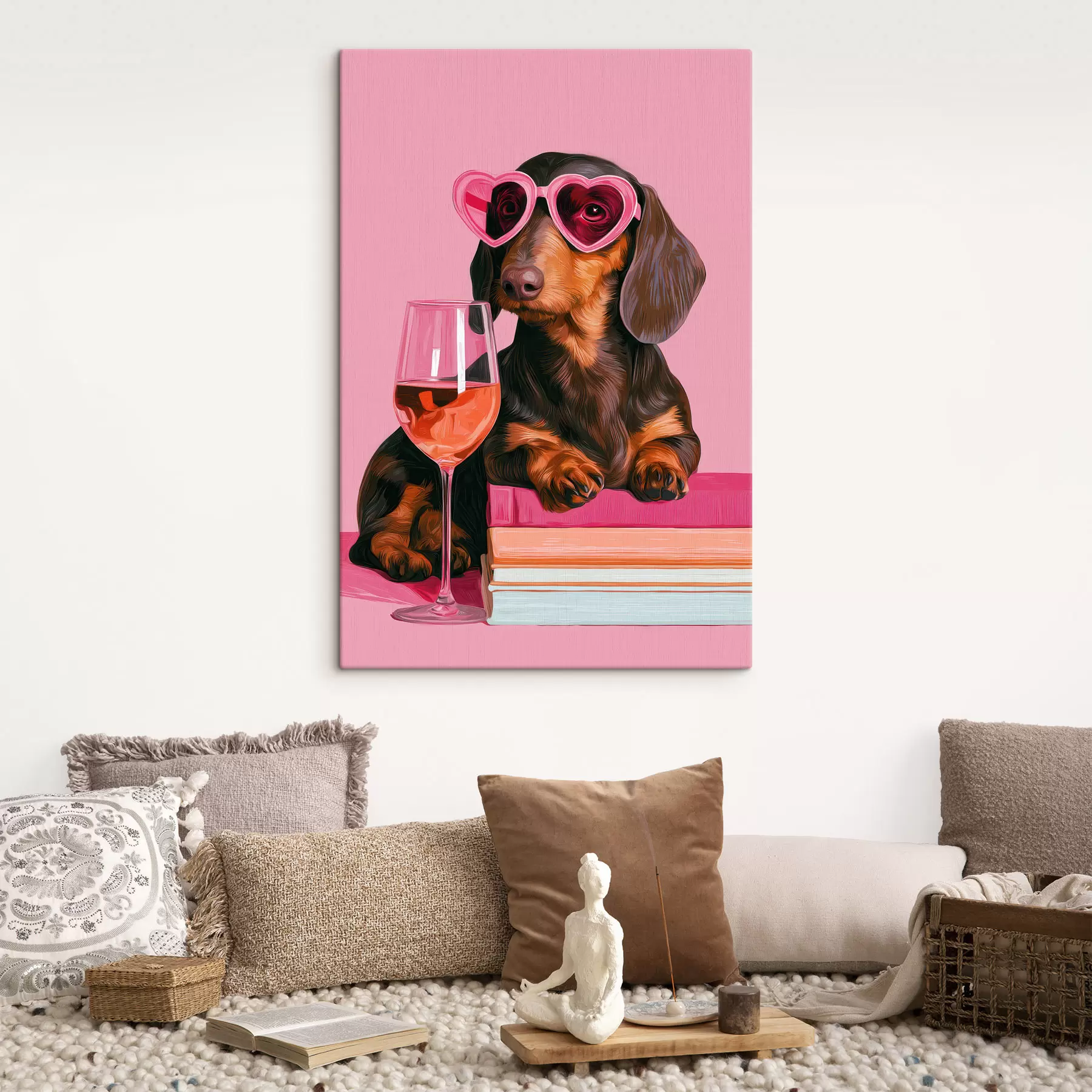 murales de pared Un perro salchicha con gafas rosas s49606