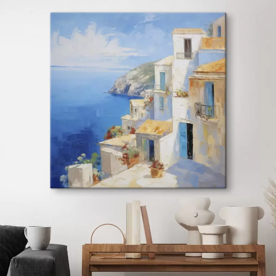 murales de pared Ciudad junto al mar: imitación de un cuadro s49590
