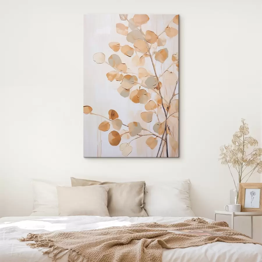 murales de pared Ramita con hojas: imitación de un cuadro s49594