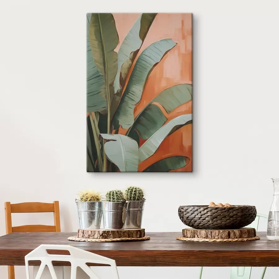 murales de pared Cuadro con imitación de hojas tropicales grandes s49599