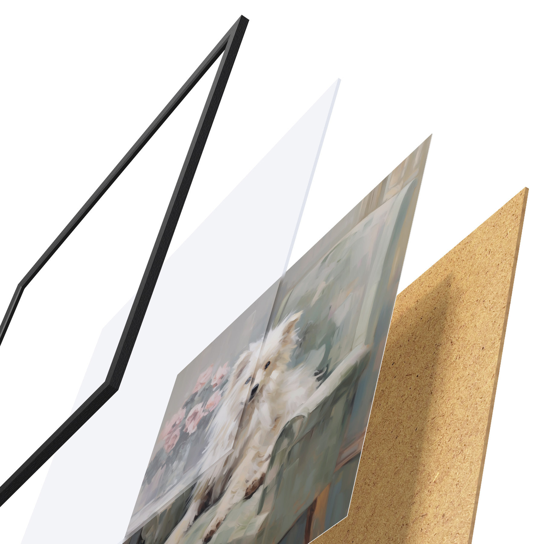 Poster Un perrito en una silla, imitación de un cuadro f49597
