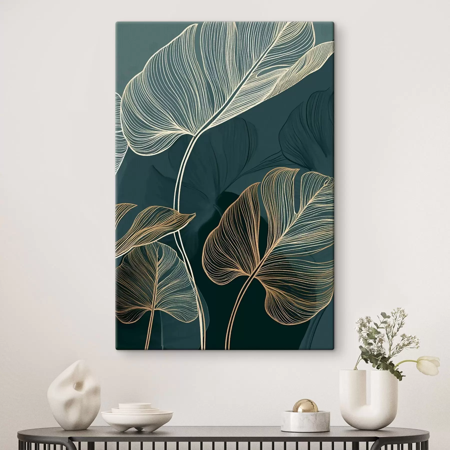 murales de pared Contornos de hojas tropicales s49372