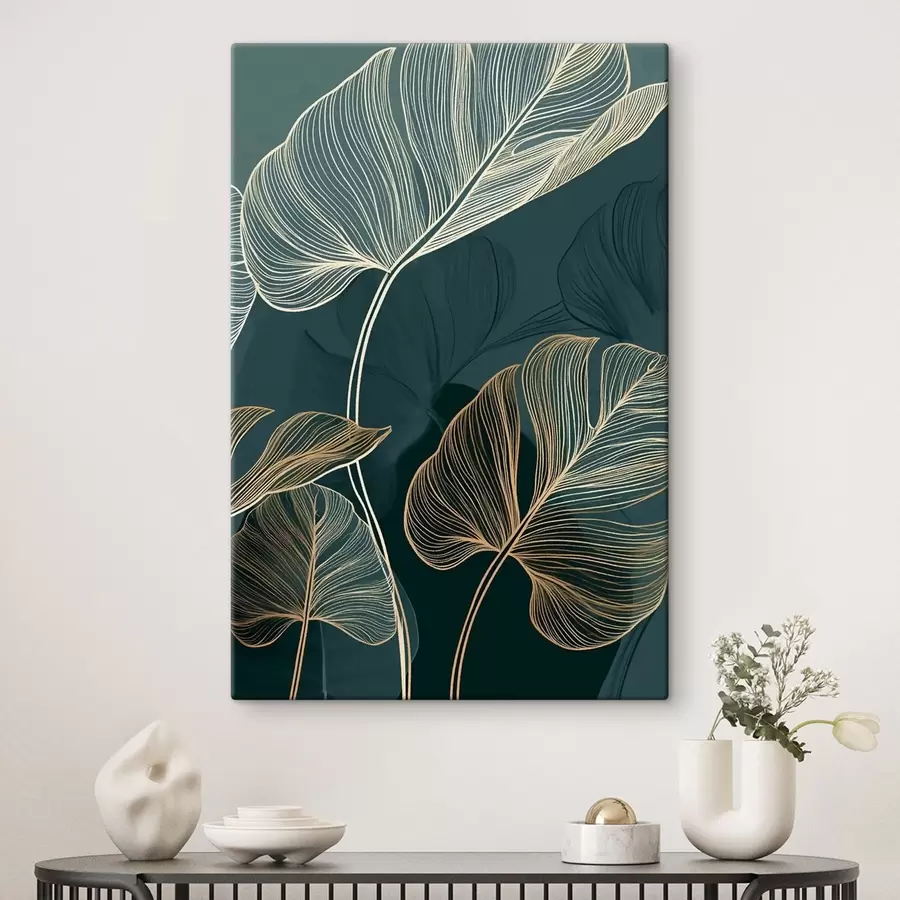 murales de pared Contornos de hojas tropicales s49372