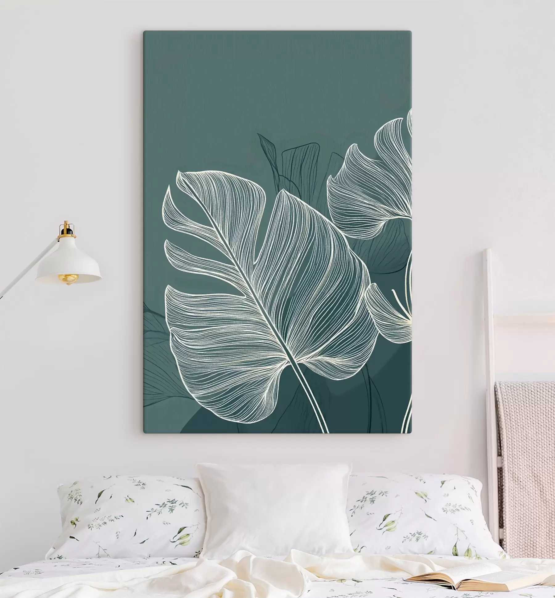 murales de pared Hojas tropicales en tonos esmeralda s49371