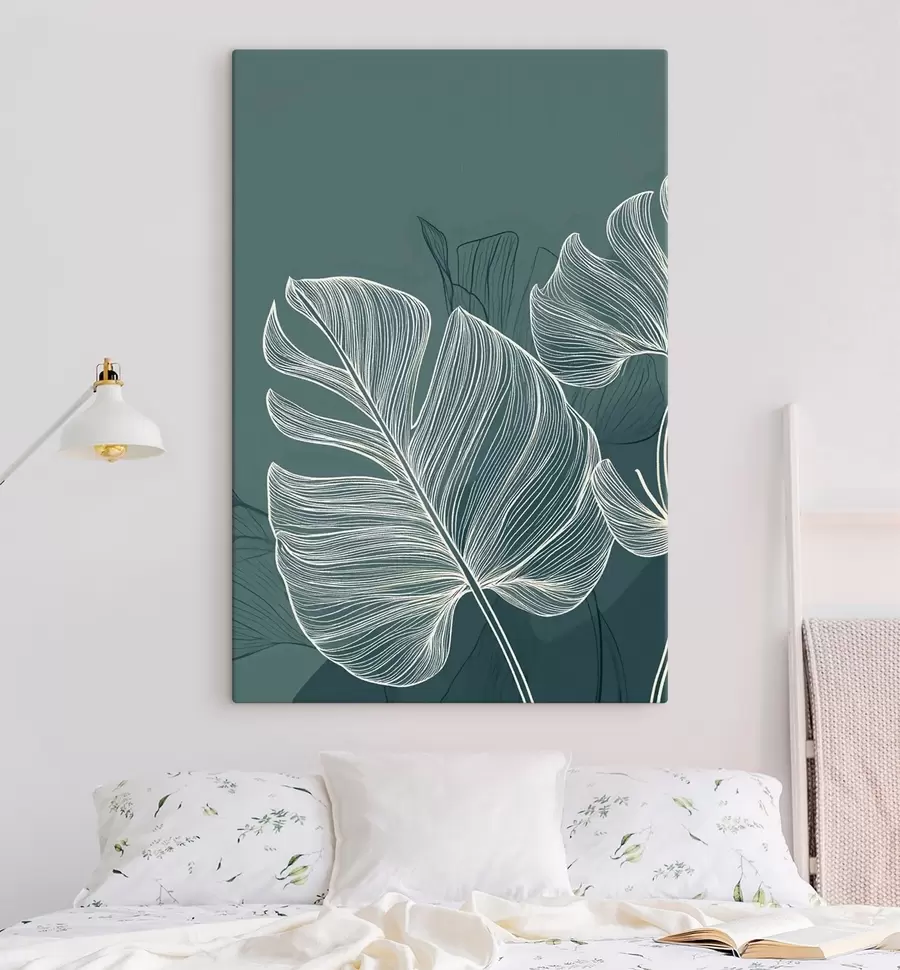 murales de pared Hojas tropicales en tonos esmeralda s49371