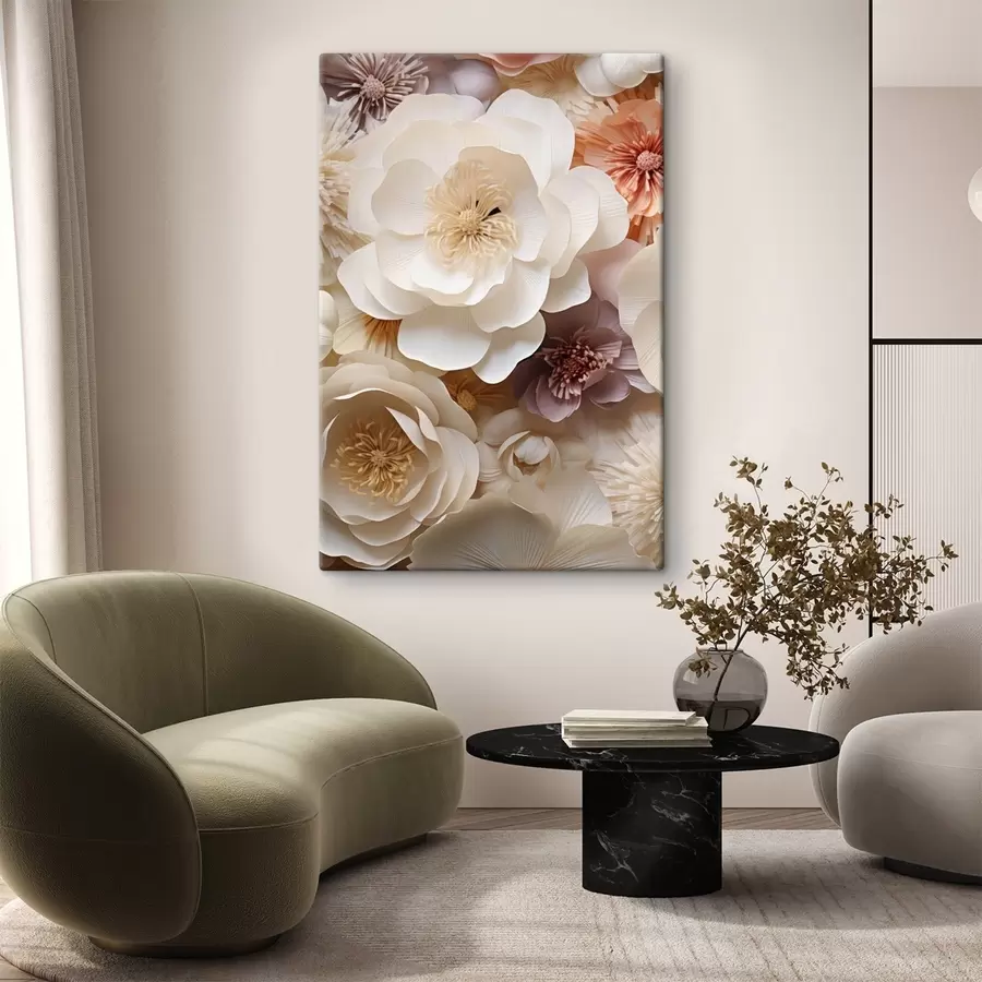 murales de pared Rosas volumétricas en crema s49373