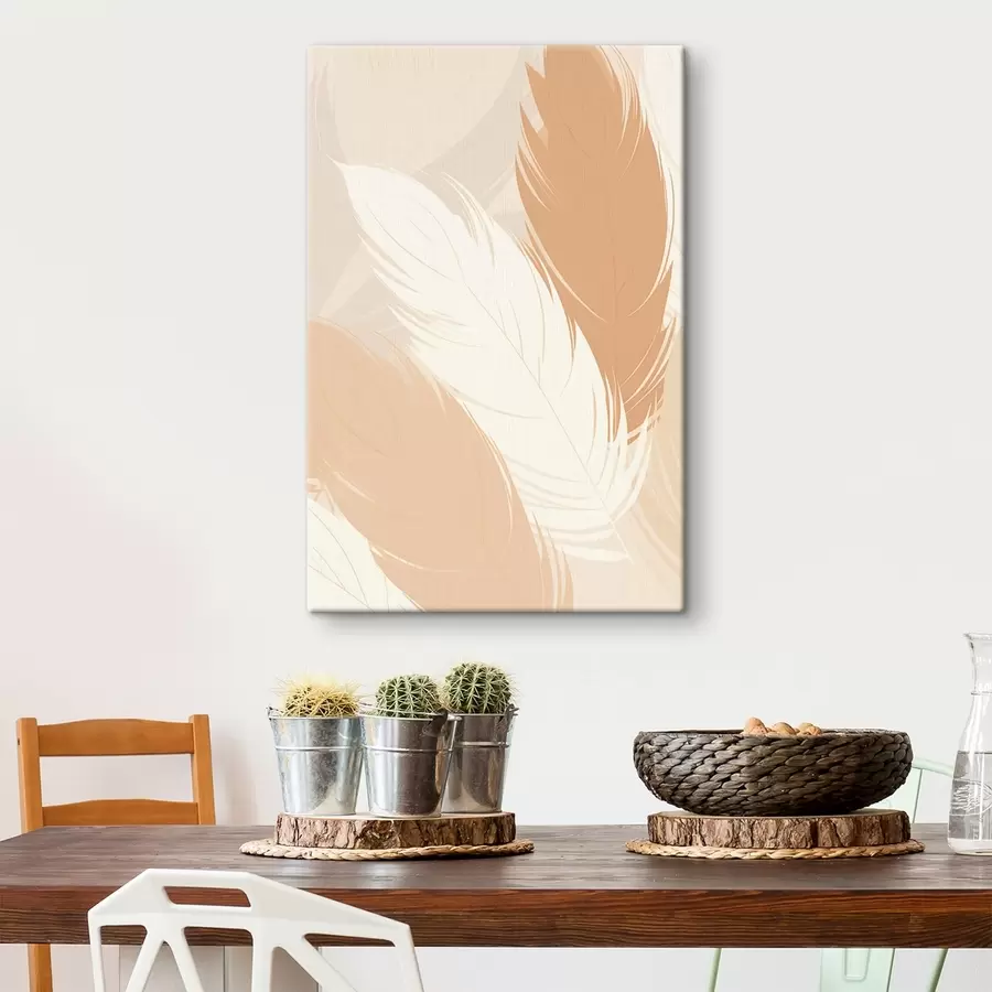 murales de pared Pluma decorativa en tonos beige s49381