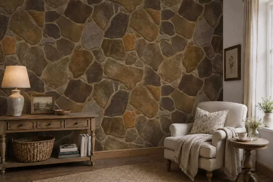 murales de pared Motivo de piedra natural en tonos cálidos w05691