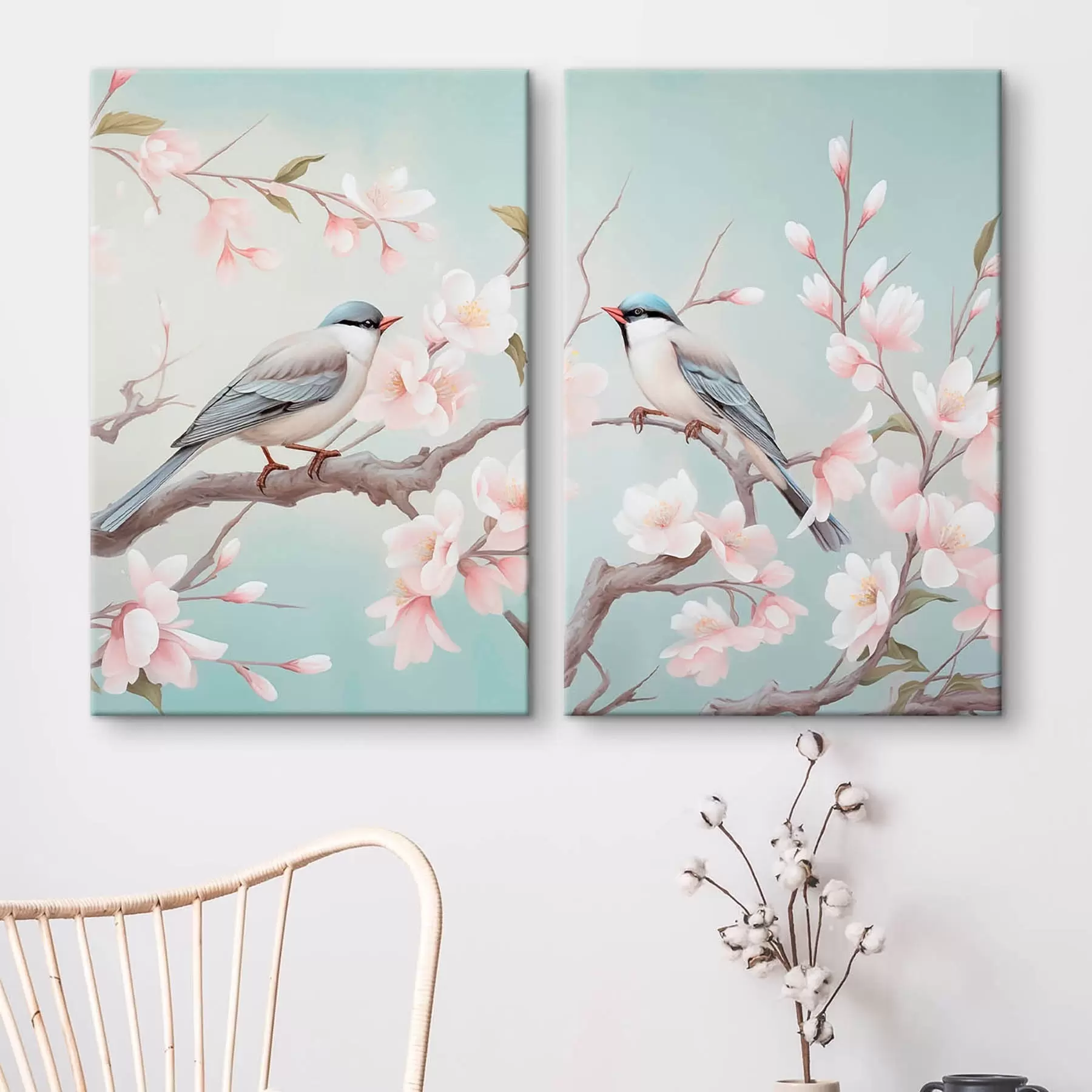 murales de pared Pájaros en ramas en flor m30608