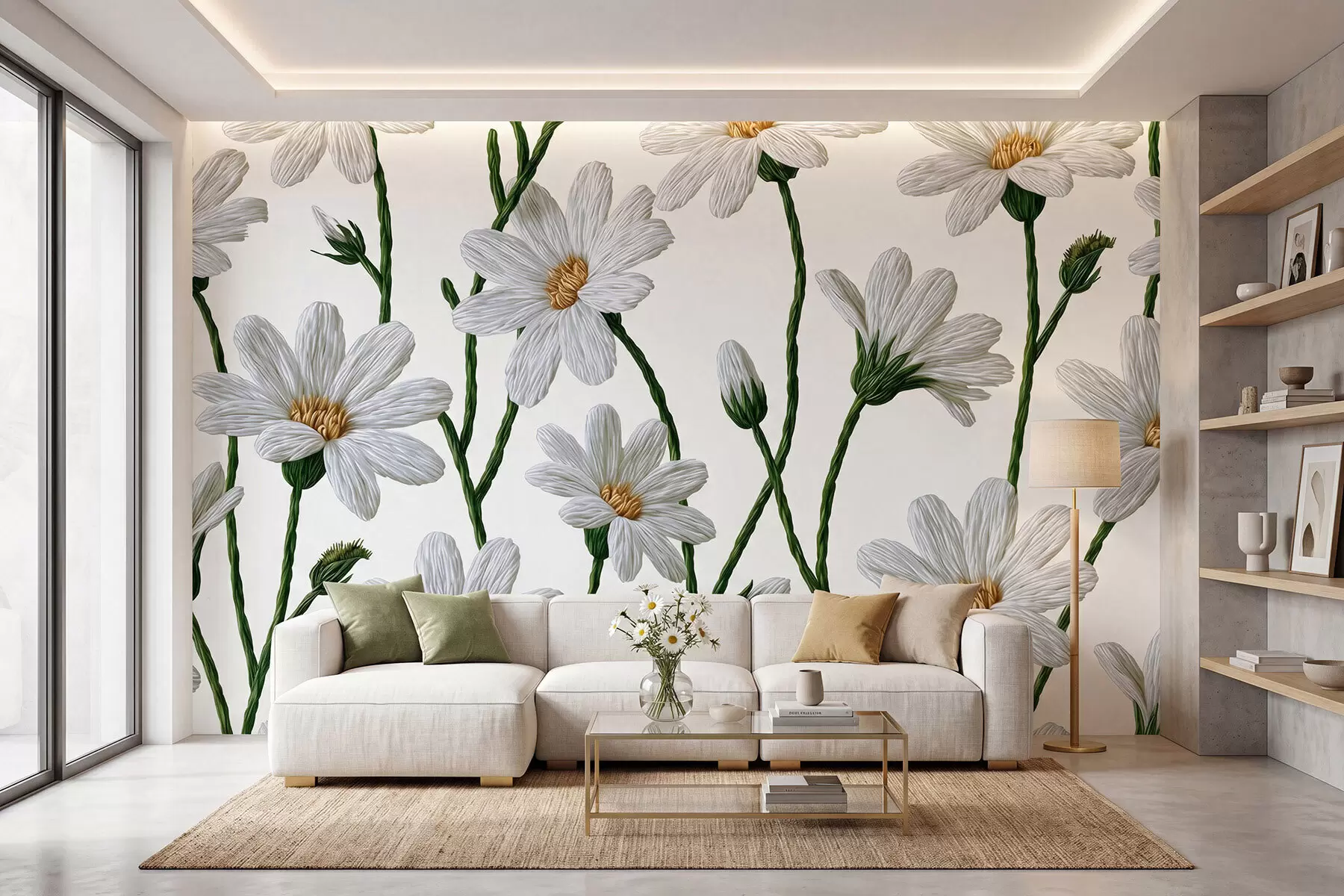 murales de pared Margaritas silvestres blancas w09915
