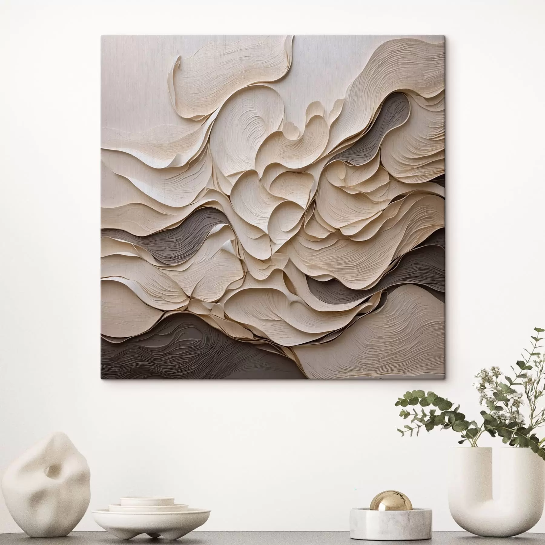 murales de pared Olas abstractas en capas con formas texturizadas s49360