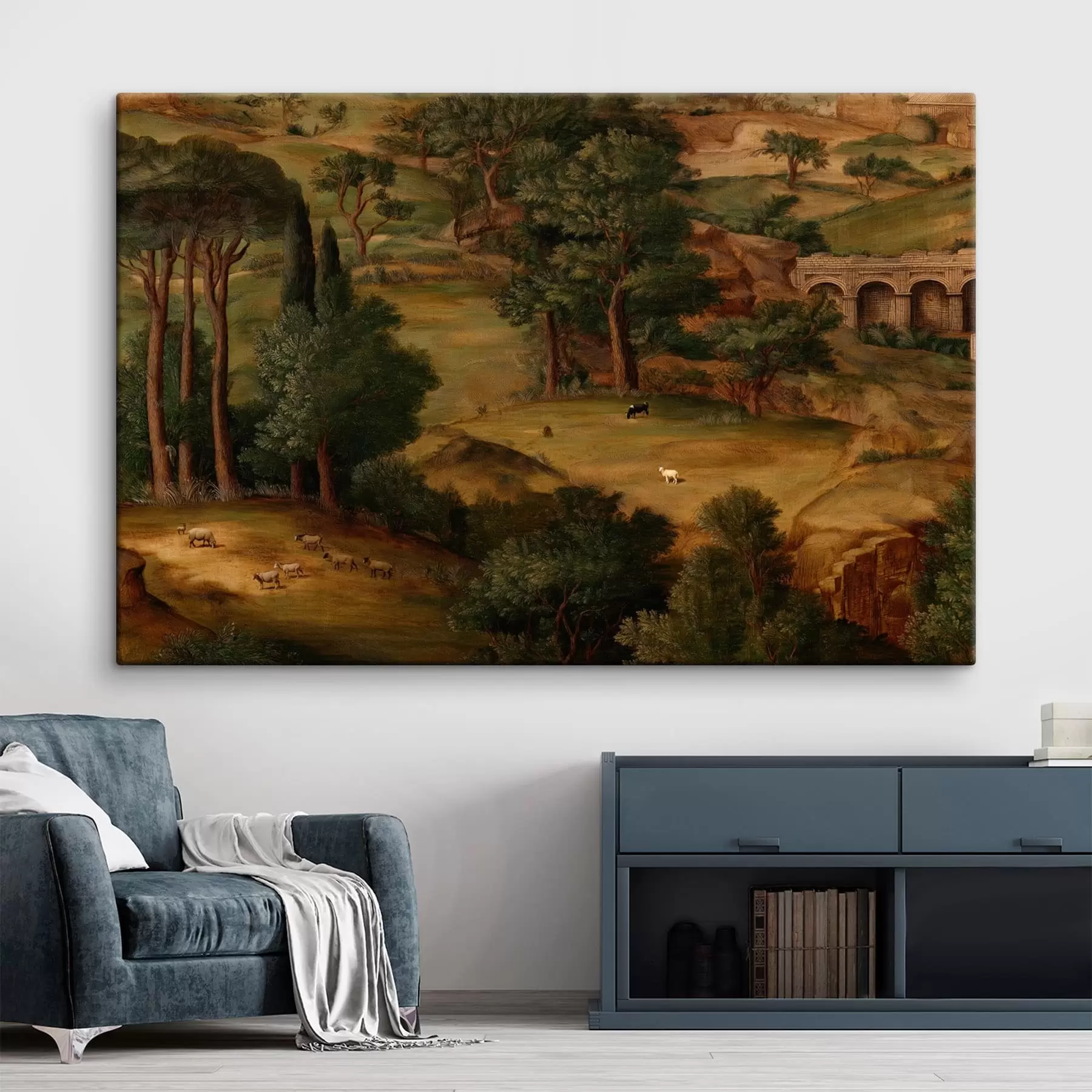 murales de pared Paisaje rural con árboles y ruinas antiguas s49675