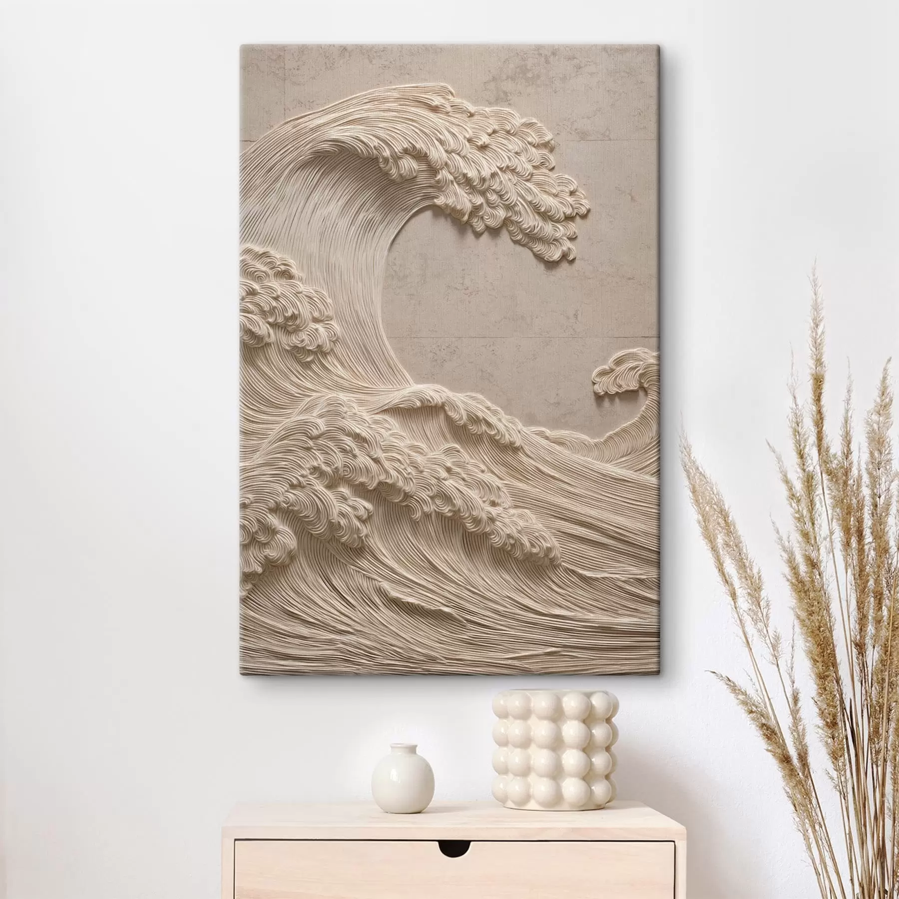 murales de pared Onda en relieve en tonos neutros claros s49676