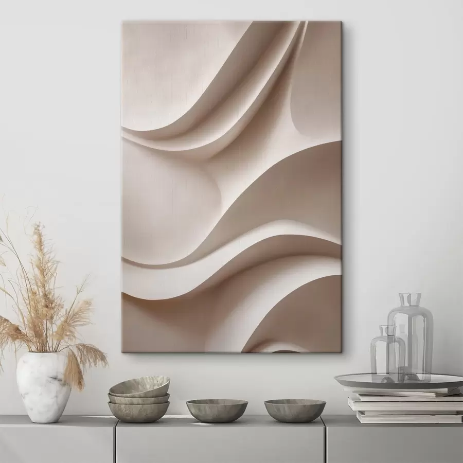 murales de pared Pliegues suaves y abstractos en tonos beige claro s49677