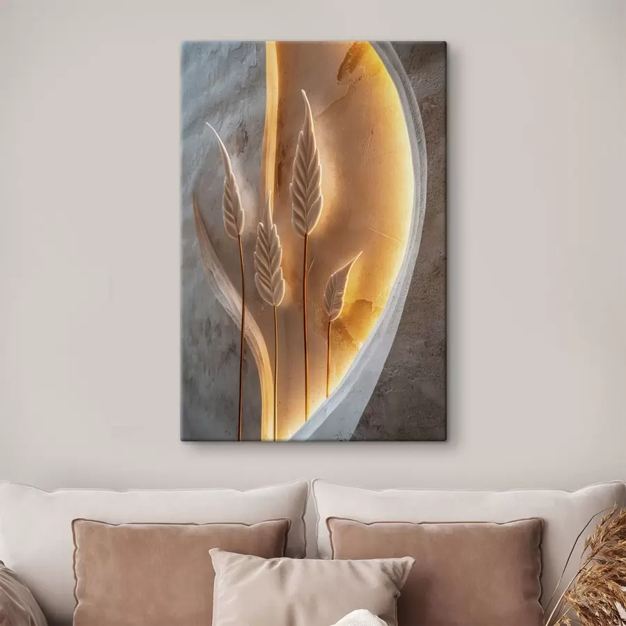 murales de pared Hojas decorativas con una cálida iluminación de fondo s49681