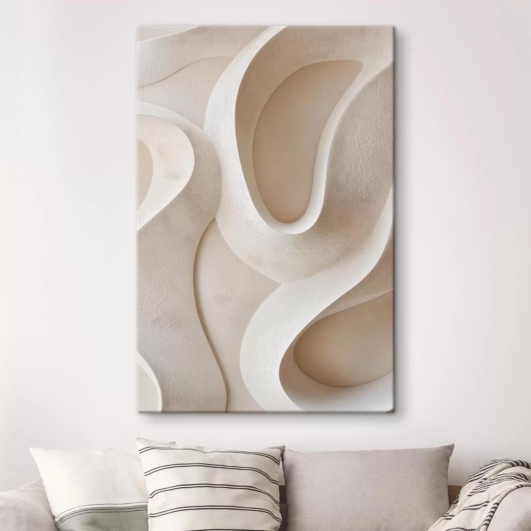 murales de pared Formas abstractas y fluidas en tonos beige claro s49683