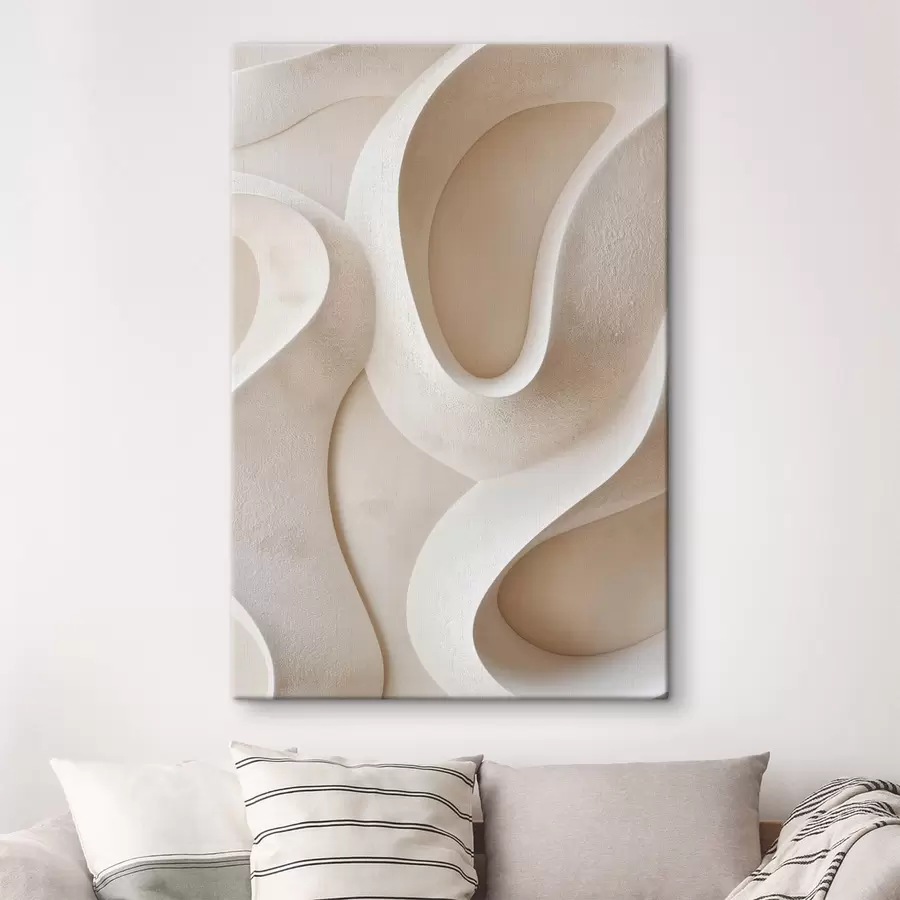 murales de pared Formas abstractas y fluidas en tonos beige claro s49683