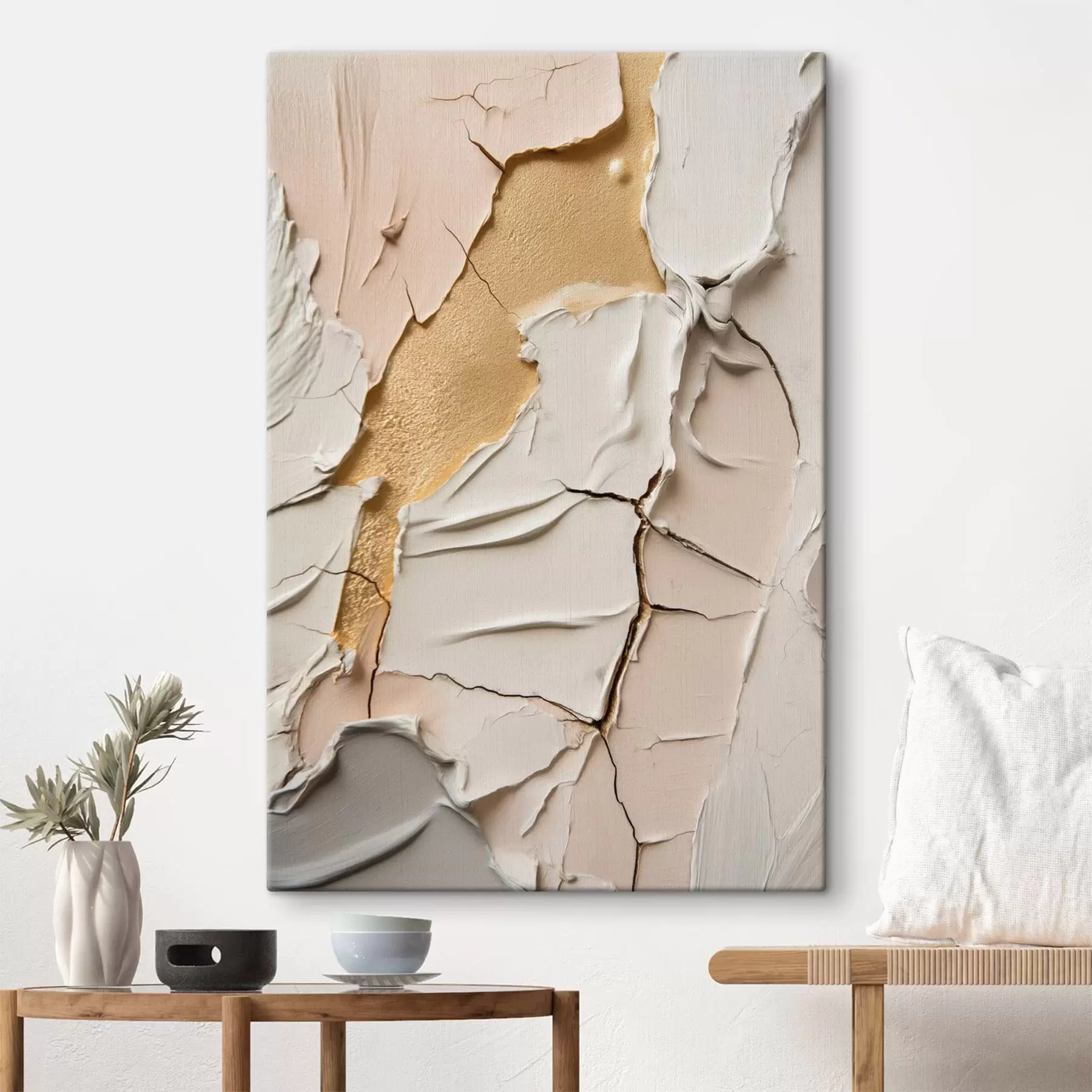 murales de pared Superficies claras y texturizadas con grietas marcadas s49686