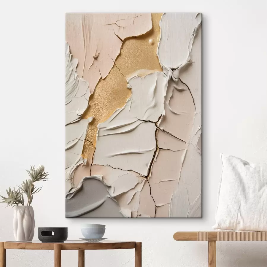 murales de pared Superficies claras y texturizadas con grietas marcadas s49686