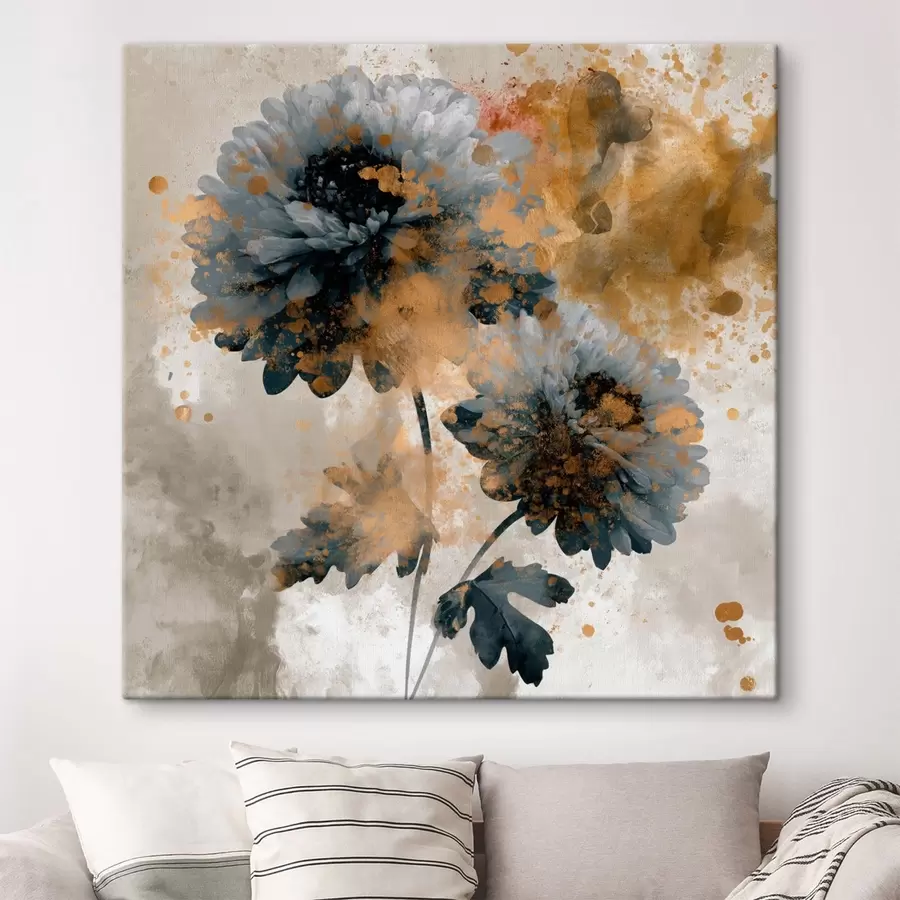 murales de pared Flores estilizadas con salpicaduras decorativas s49693