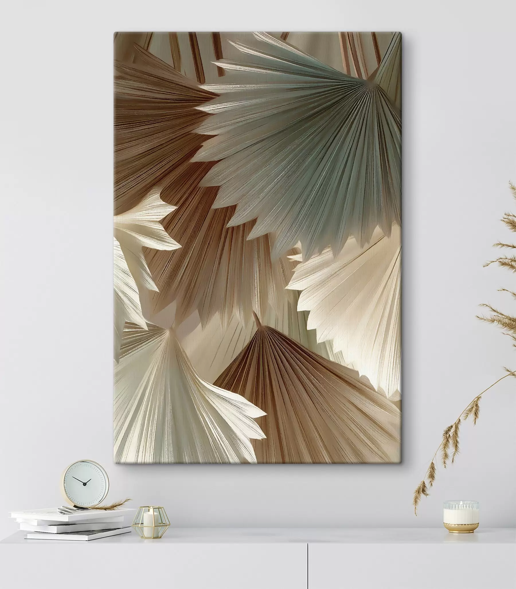 murales de pared Hojas tropicales en tonos beige s49737