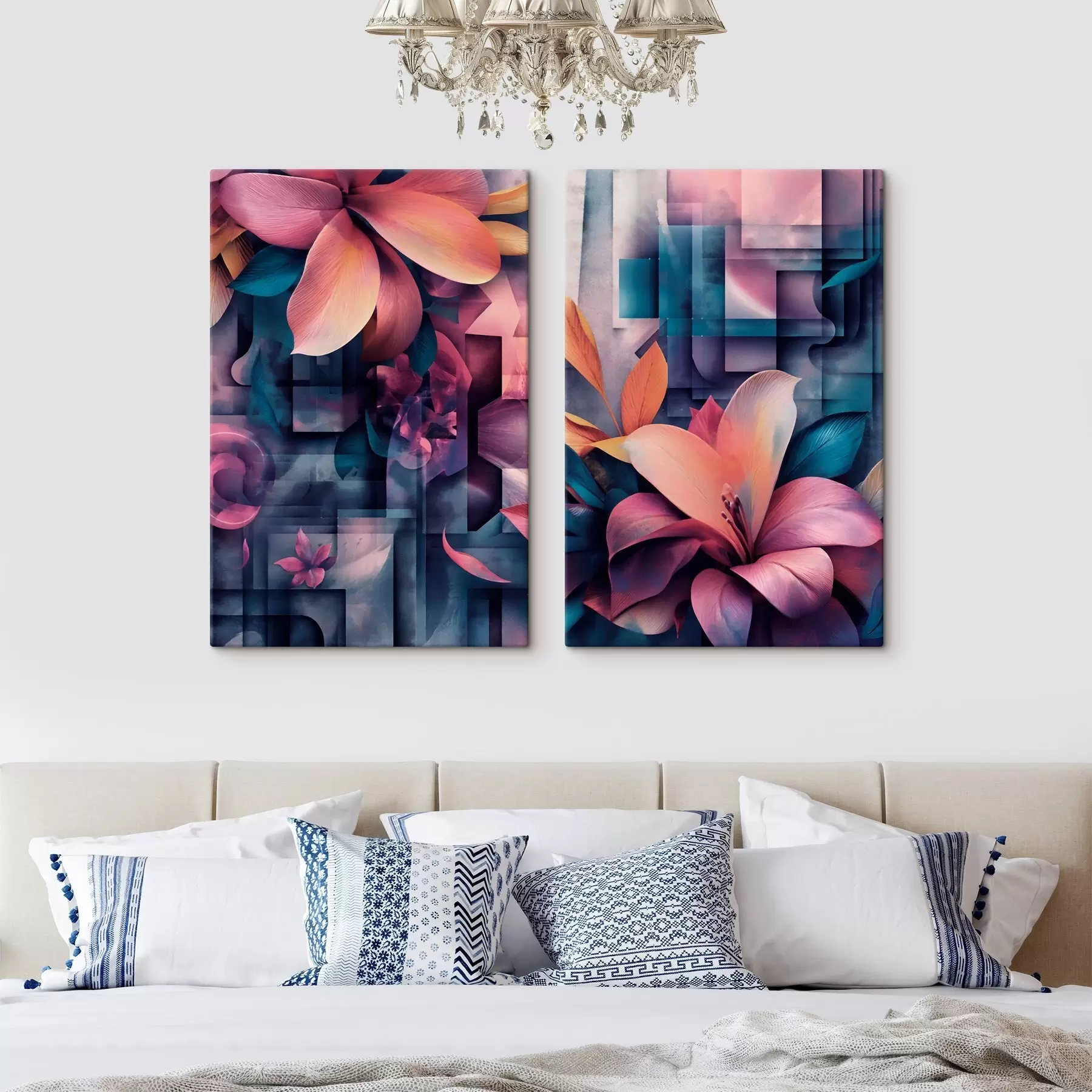murales de pared Flores tropicales en tonos morados m30659