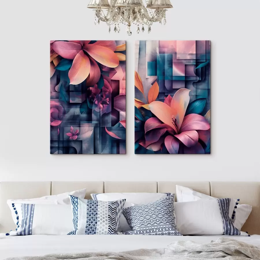 murales de pared Flores tropicales en tonos morados m30659