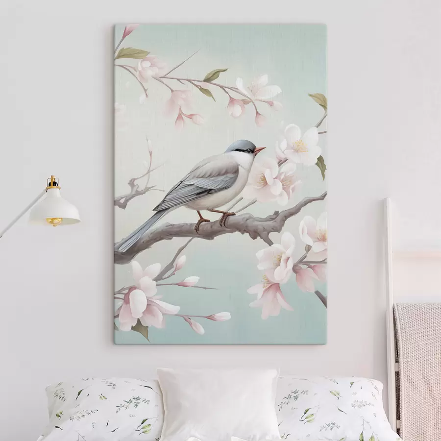 murales de pared Un pájaro en una rama en flor s49550