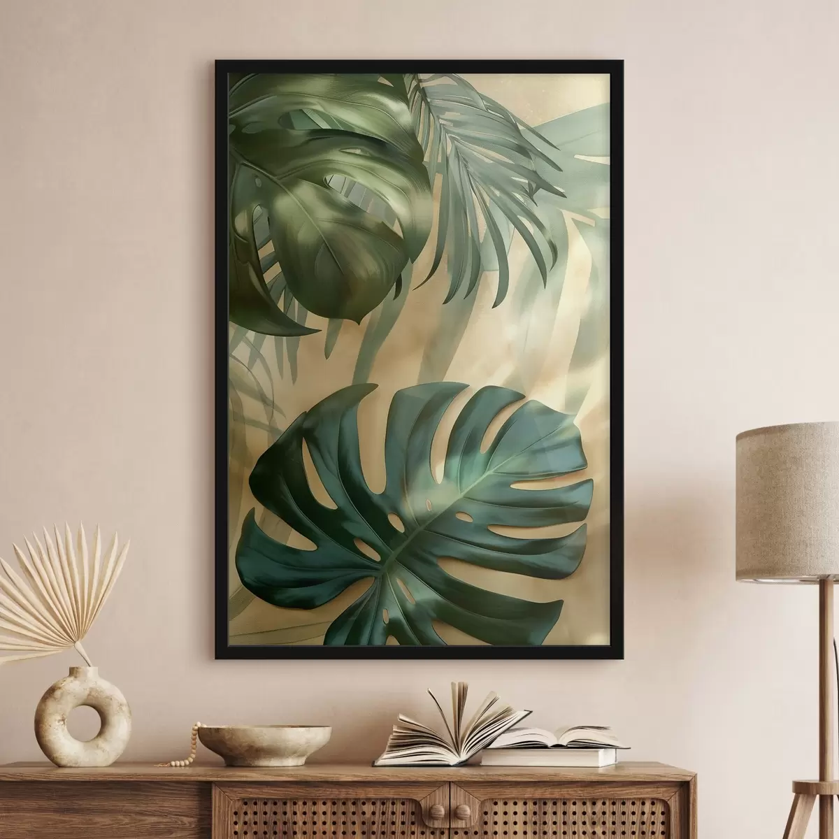 Poster Monstera y hojas tropicales f49552