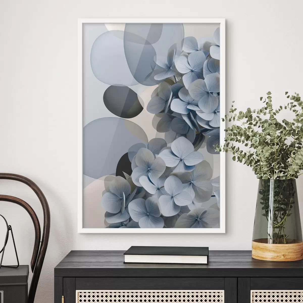 Poster Una abstracción moderna con hortensias f49699
