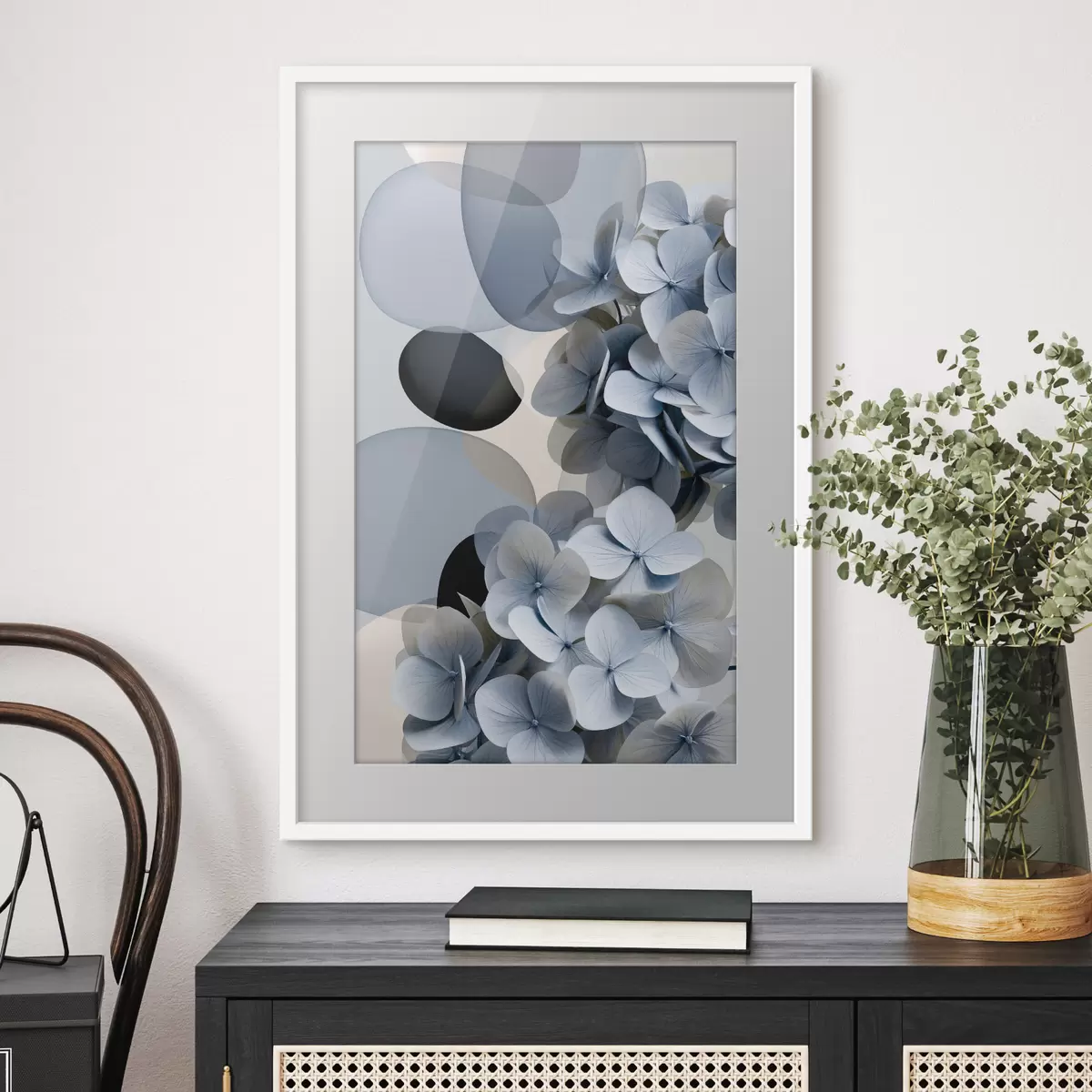 Poster Una abstracción moderna con hortensias f49699