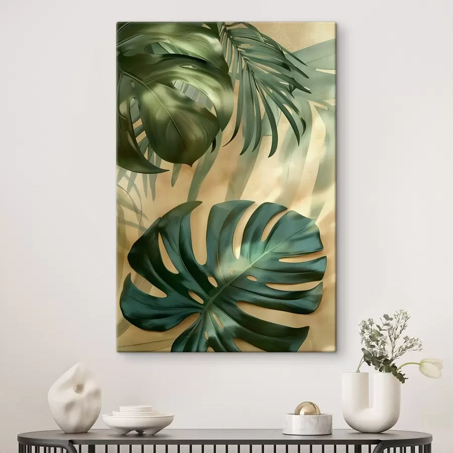 murales de pared Monstera y hojas tropicales s49552