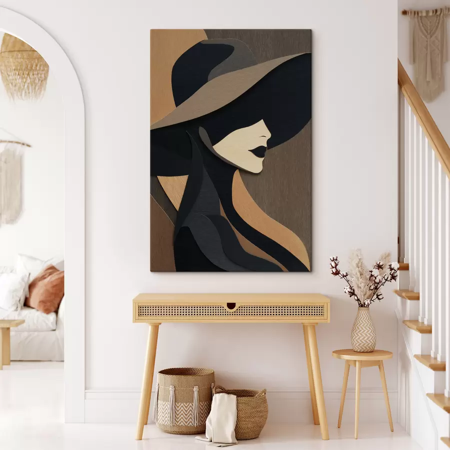 murales de pared Silueta de una mujer con sombrero s49824