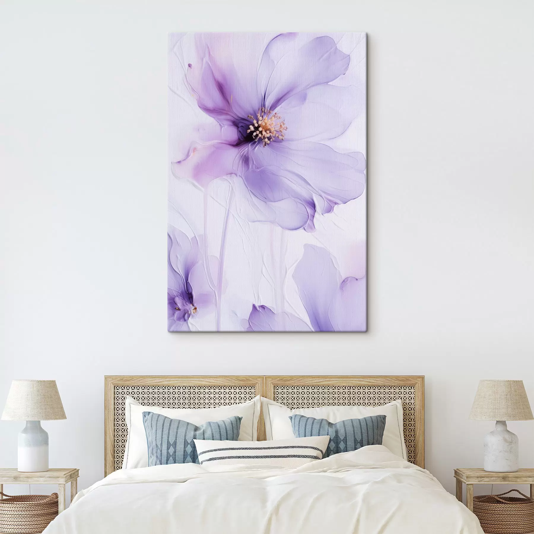 murales de pared Delicadas flores con detalles intrincados y un fondo blanco con textura s49761