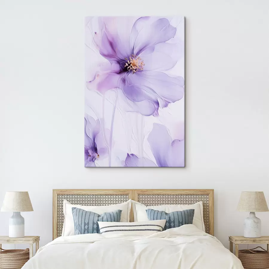 murales de pared Delicadas flores con detalles intrincados y un fondo blanco con textura s49761
