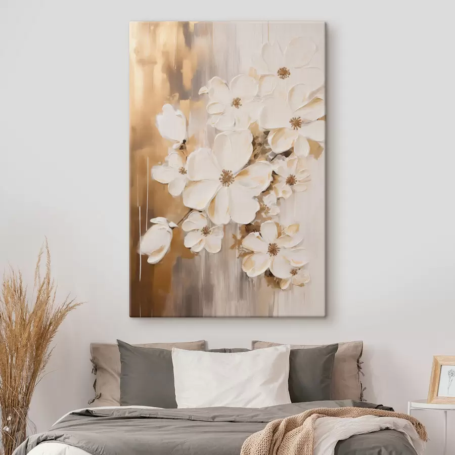 murales de pared Flores blancas sobre un fondo con textura, estilo pictórico s49767