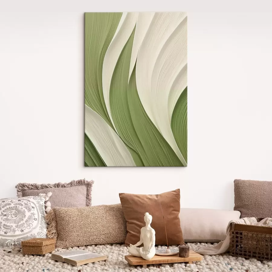murales de pared Textura abstracta con tonos verdes y crema que fluyen s49772
