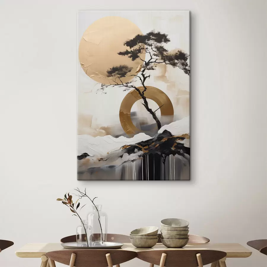 murales de pared Bonsái decorativo, pintura abstracta s49786