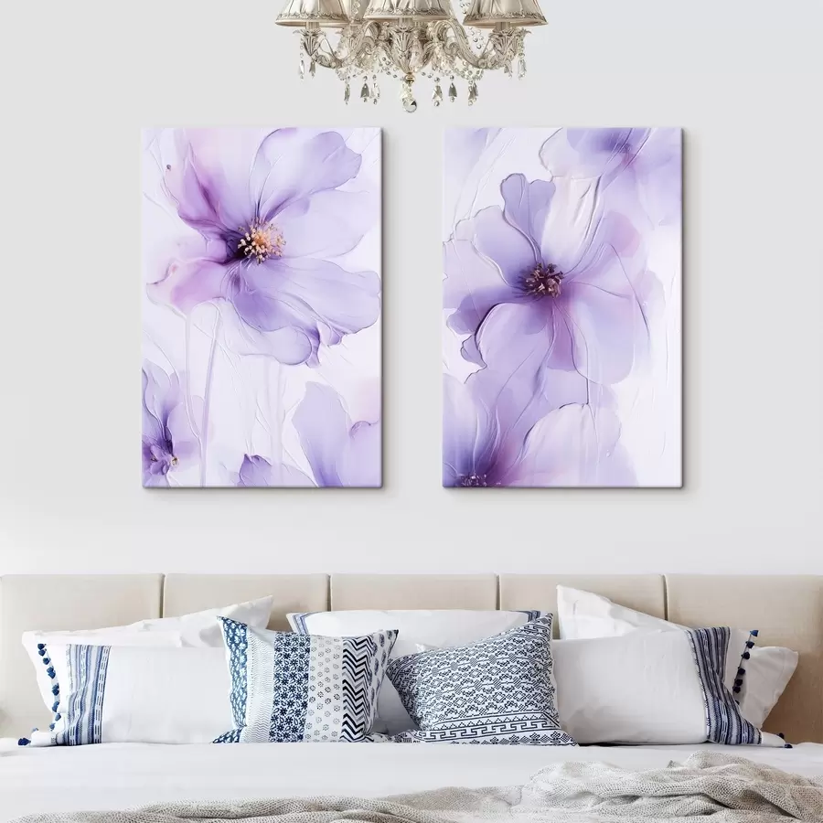murales de pared Delicadas flores con detalles intrincados y un fondo blanco con textura m30676