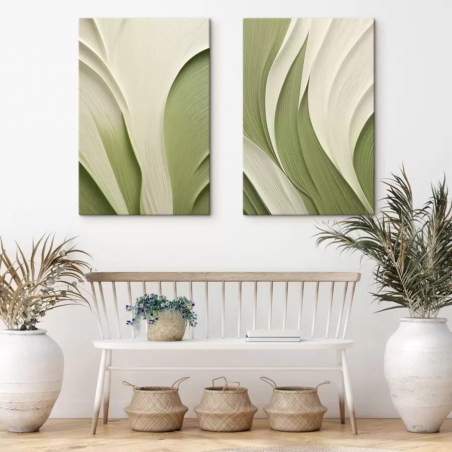 murales de pared Textura abstracta con tonos verdes y crema que fluyen m30681
