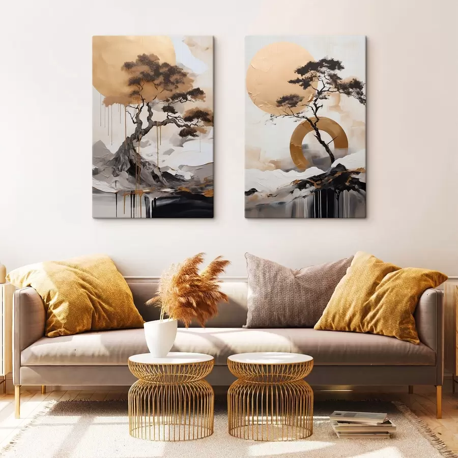 murales de pared Bonsái decorativo, pintura abstracta m30688