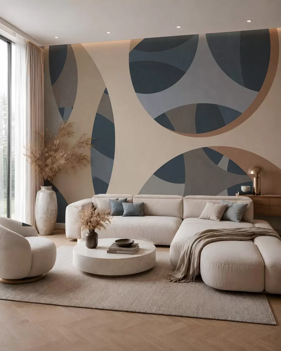 murales de pared abstracción textural contemporánea en tonos azules y beige w05751